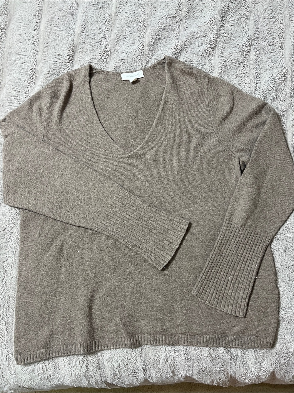 Treasure & Bond V-Neck Sweater in Taupe